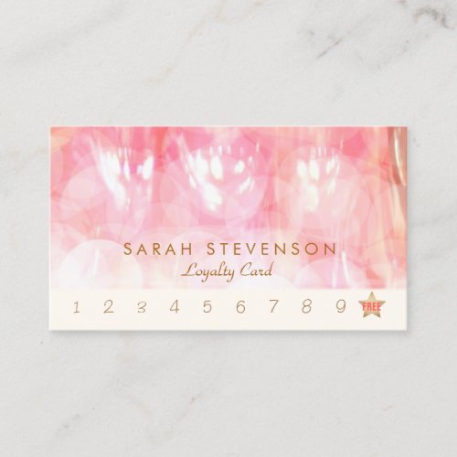 Elegant Pink Bokeh Cosmetology Loyalty Punch Card Business Card Template