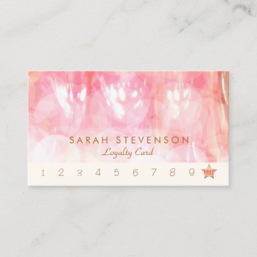 Customizable Elegant Pink Bokeh Cosmetology Loyalty Punch Card Business Card Template