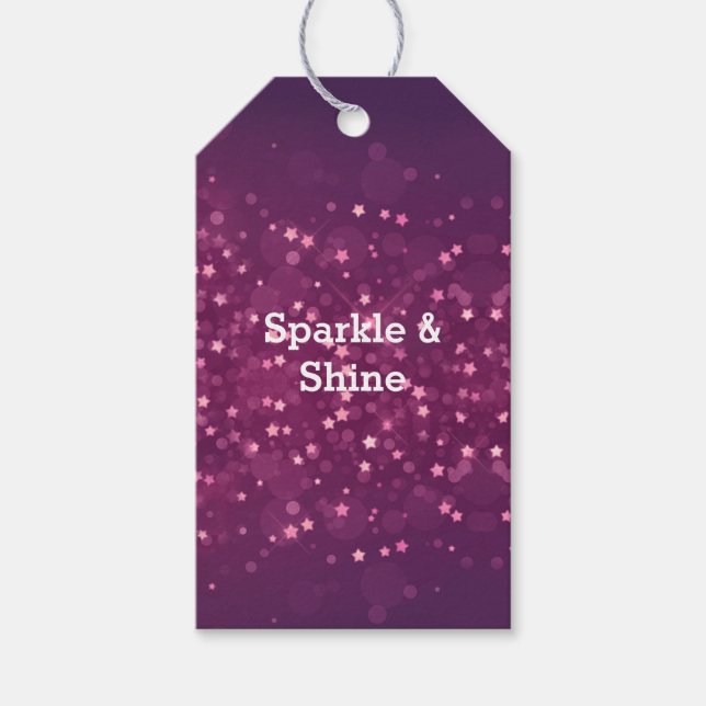 Pink Bokeh Stars Gift Tags (Front)