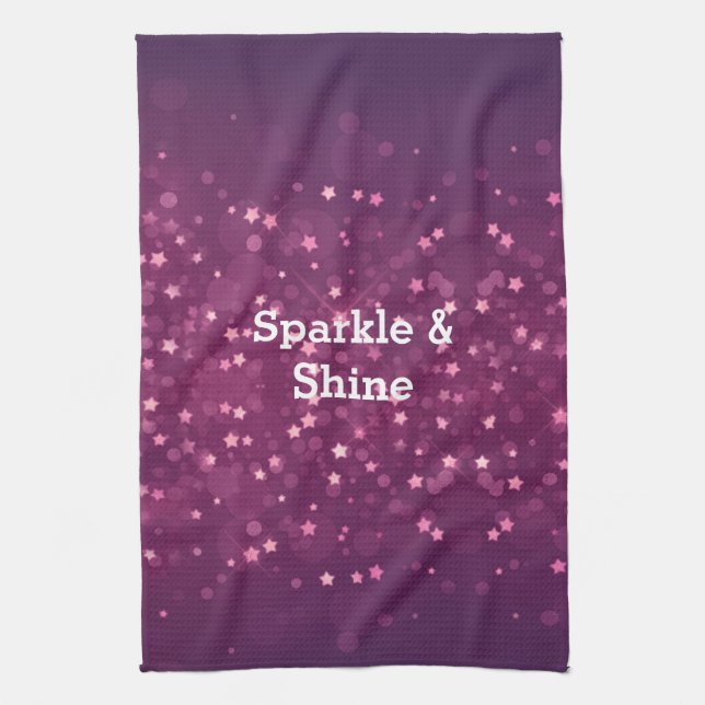 Pink Bokeh Stars Kitchen Towel (Vertical)