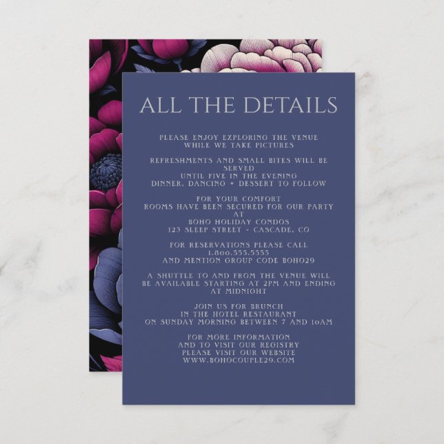 Pink Bold Floral Enclosure Card (Front/Back)