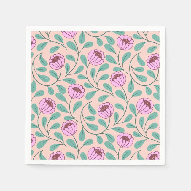 Pink bold florals napkins (Front)