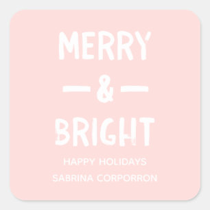 Pink Bold Merry & Bright Gift Stickers