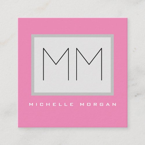 Pink Bold Monogram Modern Minimalist Name Initials Enclosure Card