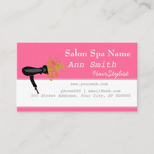 Pink Bold Vibrant  Hair Stylist Flower Swirls Business Card Templates