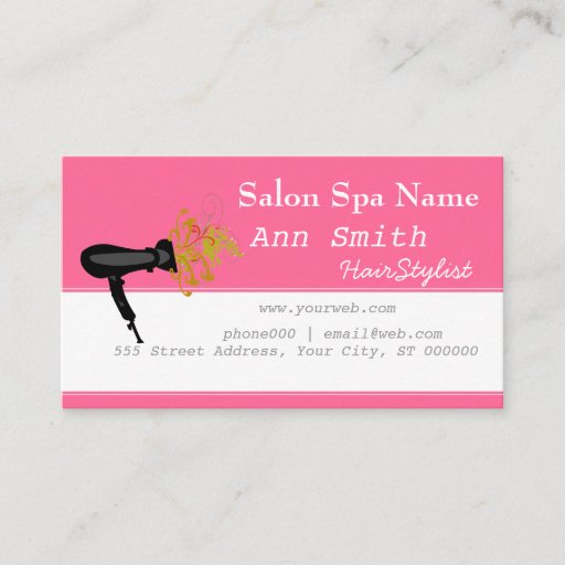 Customizable Pink Bold Vibrant  Hair Stylist Flower Swirls Business Card Templates