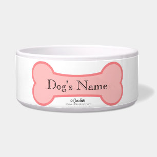 Pink Bone Personalized Dog Bowl