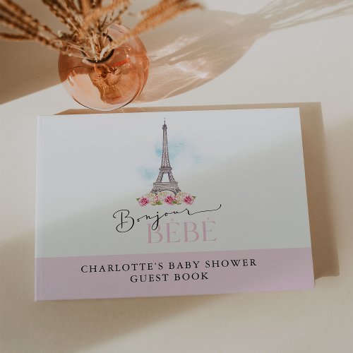 Pink Bonjour Bb Eiffel Tower Baby Shower Guest Book