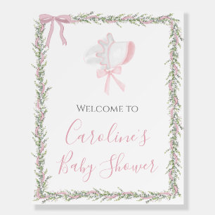 Pink Bonnet Preppy Girl Southern Baby Shower Foam Board