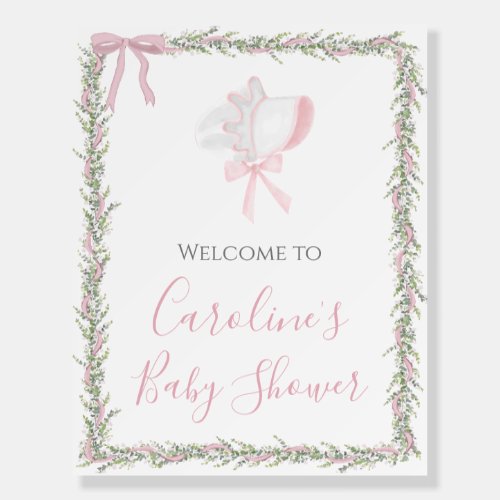Pink Bonnet Preppy Girl Southern Baby Shower