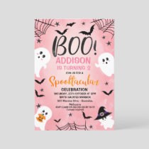 Pink Boo Girls Halloween Party Birthday Invitation