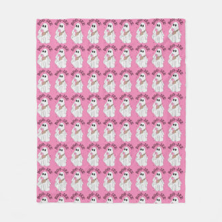 Pink Boo Jee Ghost Halloween Fleece Blanket