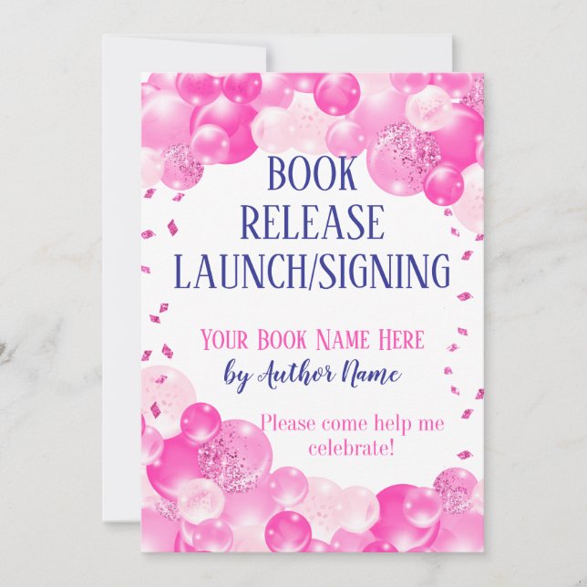 Pink Book Release Launch Signing Party Invitation (Front)