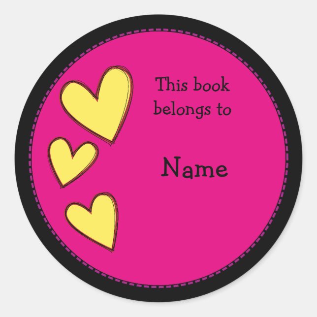 Pink bookplate with hearts (Front)