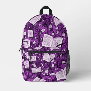 Pink Books Background Printed Backpack
