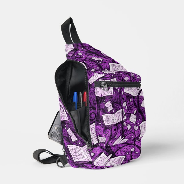 Pink Books Background Sling Bag (Open)