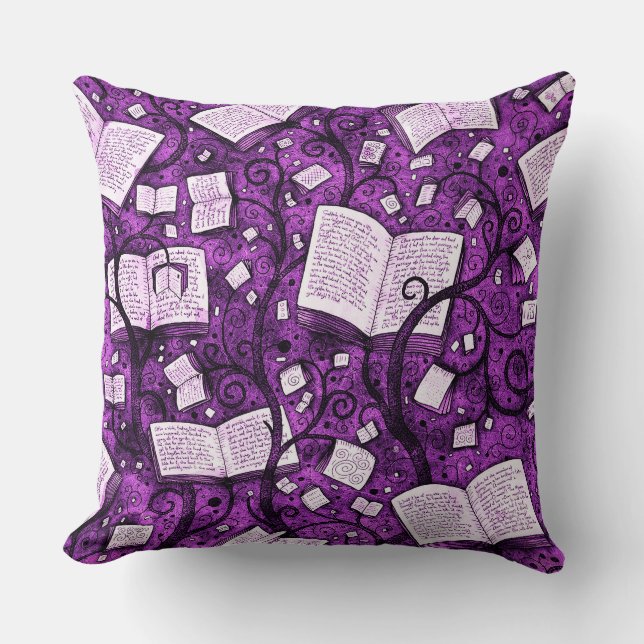 Pink Books Background Throw Pillow (Front)