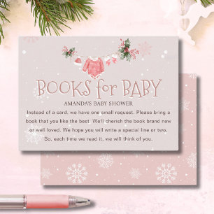 Pink Books for Baby Its Cold Outside Baby Shower Enclosure Card