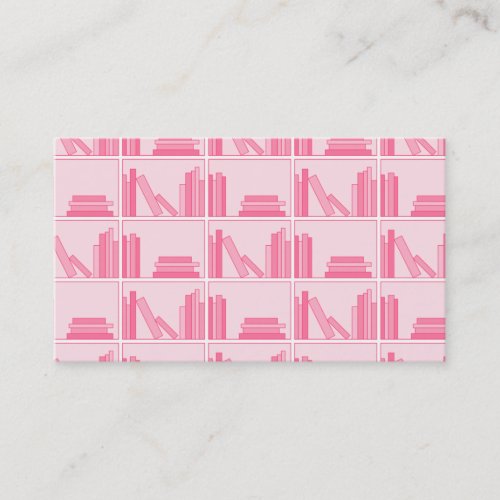 Pink Books on Shelf. Business Cards