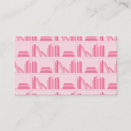 Customizable Pink Books on Shelf. Business Cards