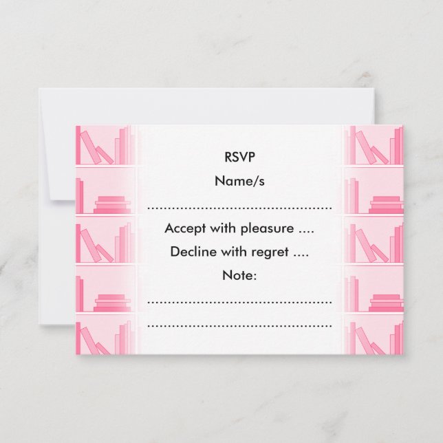 Pink Books on Shelf. RSVP Card (Front)