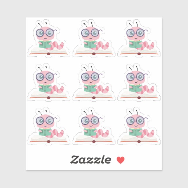 Pink Bookworm Theme  Sticker (Sheet)