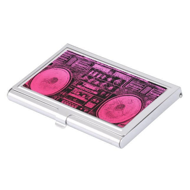 pink boombox business card holder (Front)