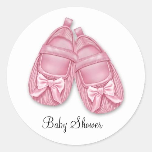 Pink Booties Baby Shower Classic Round Sticker