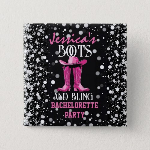 Pink Boots and Bling Bachelorette Party Button
