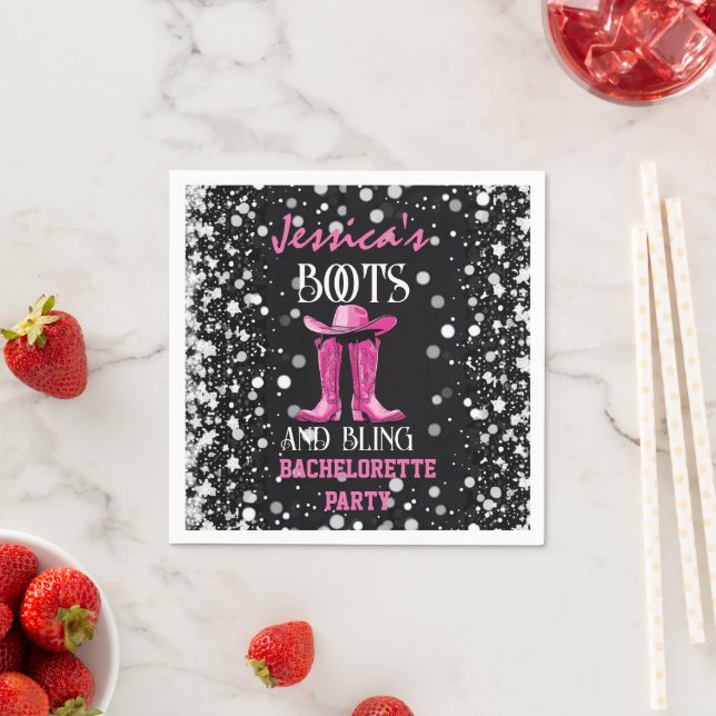 Pink Boots and Bling Bachelorette Party Napkins (Insitu)