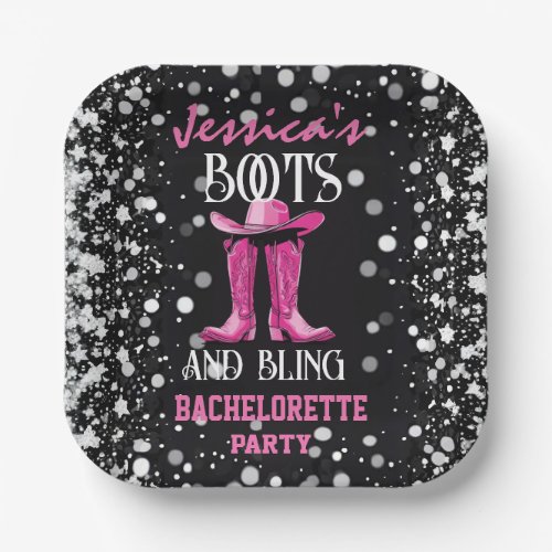 Pink Boots and Bling Bachelorette Party Paper Plates