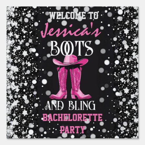 Pink Boots and Bling Bachelorette Party Sign