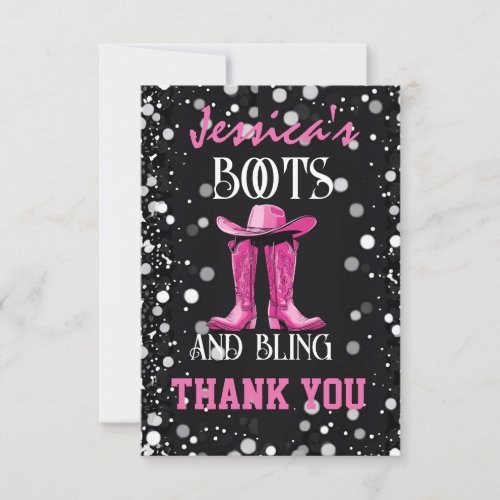 Pink Boots and Bling Bachelorette Party Thank You Card