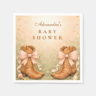 Pink Boots And Bows Girl Baby Shower Napkins