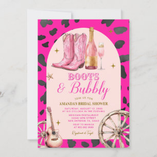 Pink Boots and Bubbly Western Bridal Shower Invitation