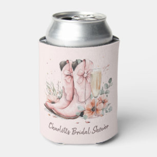 Pink Boots & Bubbly Champagne Glass Bridal Shower Can Cooler