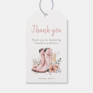 Pink Boots & Bubbly Champagne Glass Bridal Shower  Gift Tags