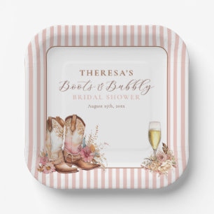 Pink Boots & Bubbly Cowgirl Bridal Shower Paper Plates