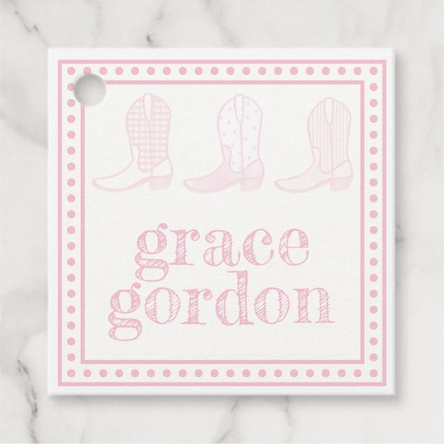 Pink Boots Gift Favor Tag (Front)