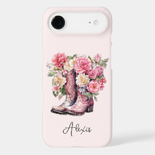 Pink Boots with Flowers Monogrammed iPhone 17 Air Case