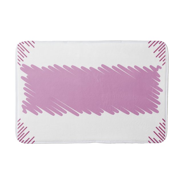  Pink Border Bath Mat with Center Stripe Design (Front)