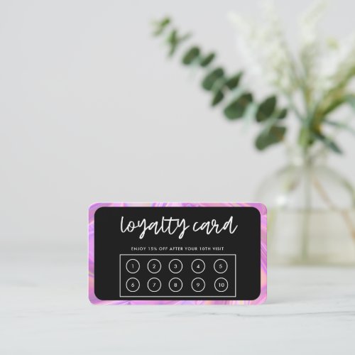 Pink Border Faux Holographic Loyalty Card