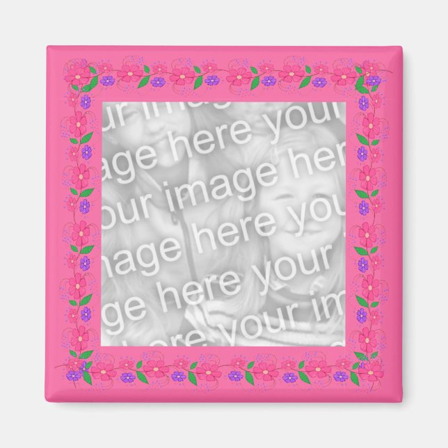 Pink Border  Flowers 012 Photo Magnet (Front)