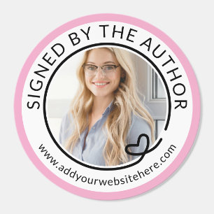 Pink Border Frame Heart Romance Signed by Author Classic Round Sticker