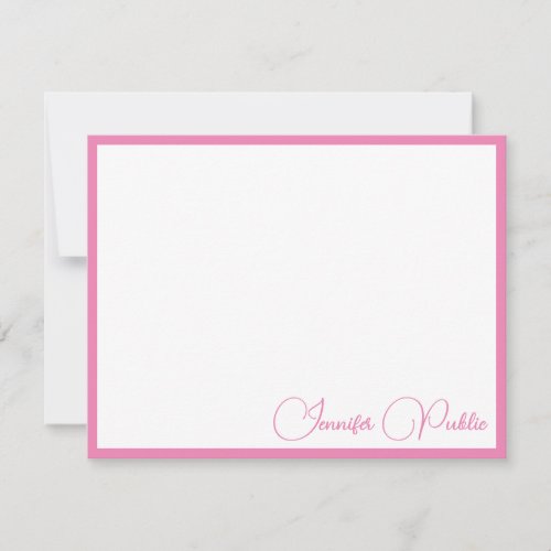 Pink Border Typography Script Name Template White