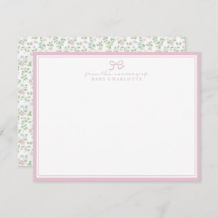 Pink Border Vintage Floral Nursery note card