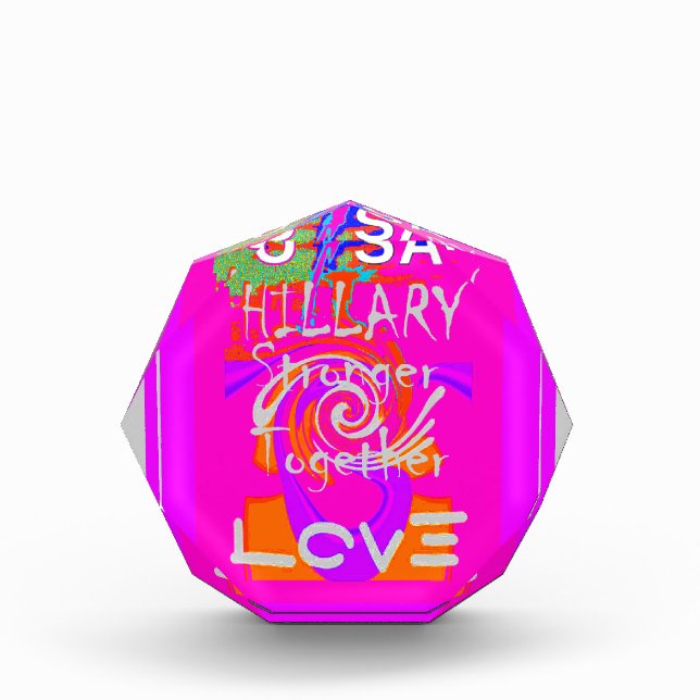 Pink Bordered Hillary Inspiration Art Print Acrylic Award (Front)