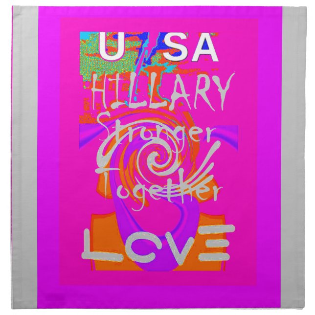 Pink Bordered Hillary Inspiration Art Print Cloth Napkin (Front)