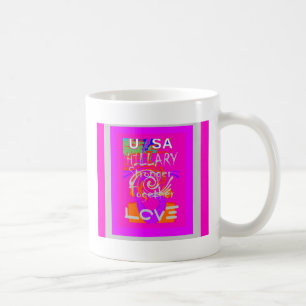 Pink Bordered Hillary Inspiration Art Print Coffee Mug
