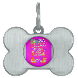 Pink Bordered Hillary Inspiration Art Print Pet ID Tag